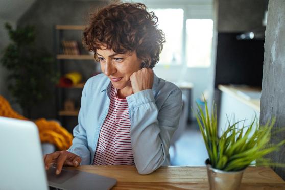 Woman using her laptop